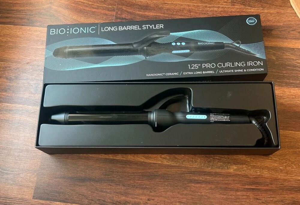 Bio Ionic Long Barrel Styler 1.25" Pro Curling Iron - New in Box
